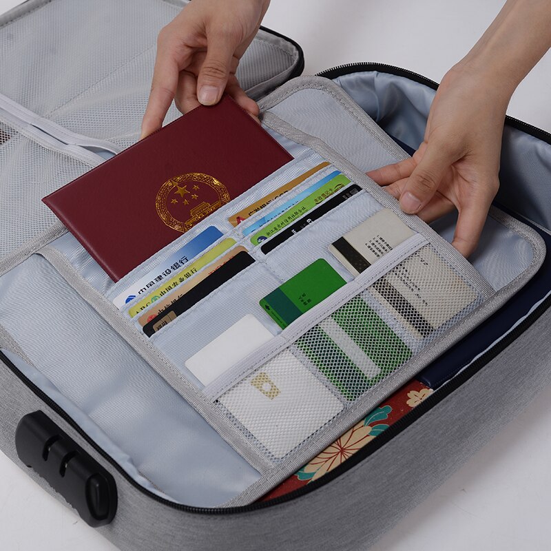 Bolsa de documentos de gran capacidad para pasaporte de viaje, organizador de tarjetas, paquete de almacenamiento impermeable para negocios para hombre