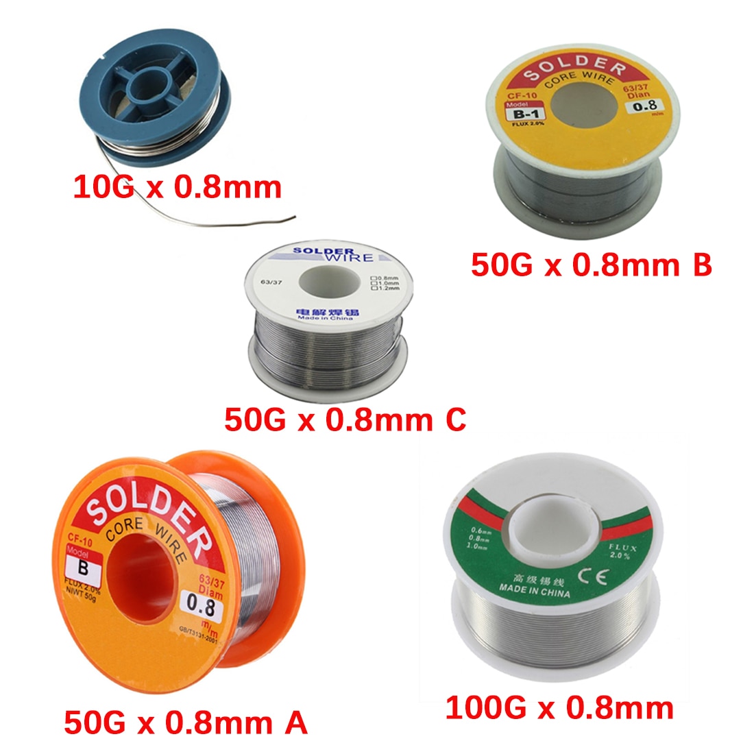 63/37 0.8Mm X 10/50/100G Soldeer Tin Schoon Rosin Lood Kern Lassen Soldeerbout reel Flux 2% Voor Telefoon/Printplaat