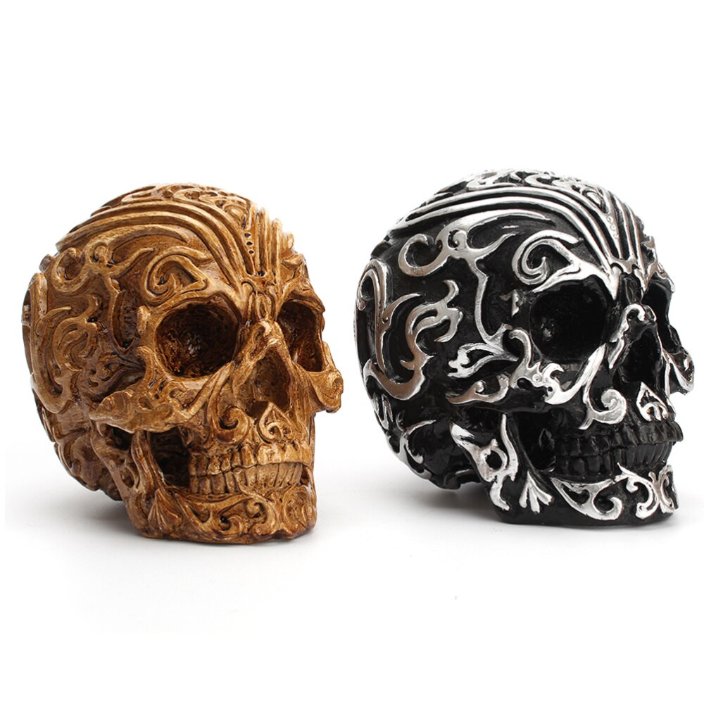 1PC Carved Skull Decorations Auspicious Clouds Skull Decor Resin Skull Head Crafts Household Halloween Adornment For Party Home