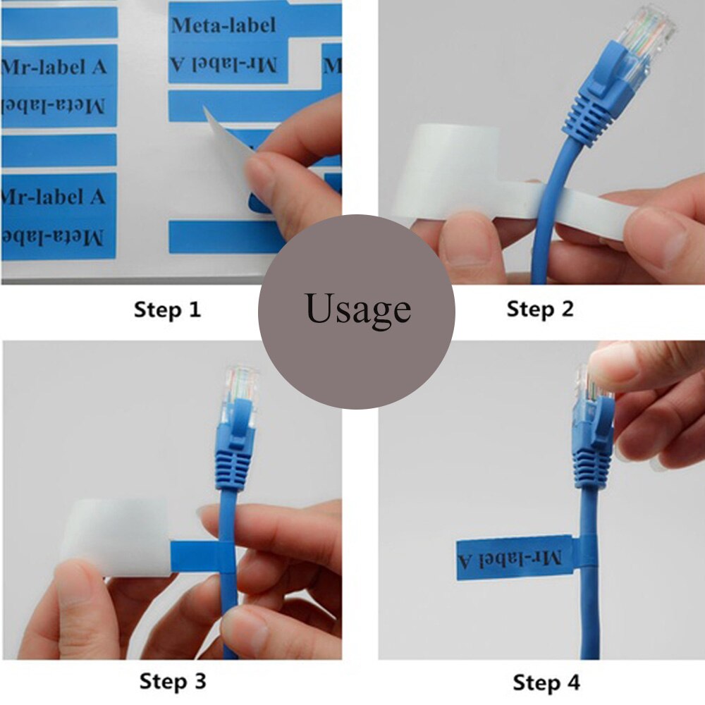 Étiquettes autocollantes de câble réseau A4, fil auto-adhésif coloré étanche pour câbles électriques, Identification du cordon d&#39;organisation