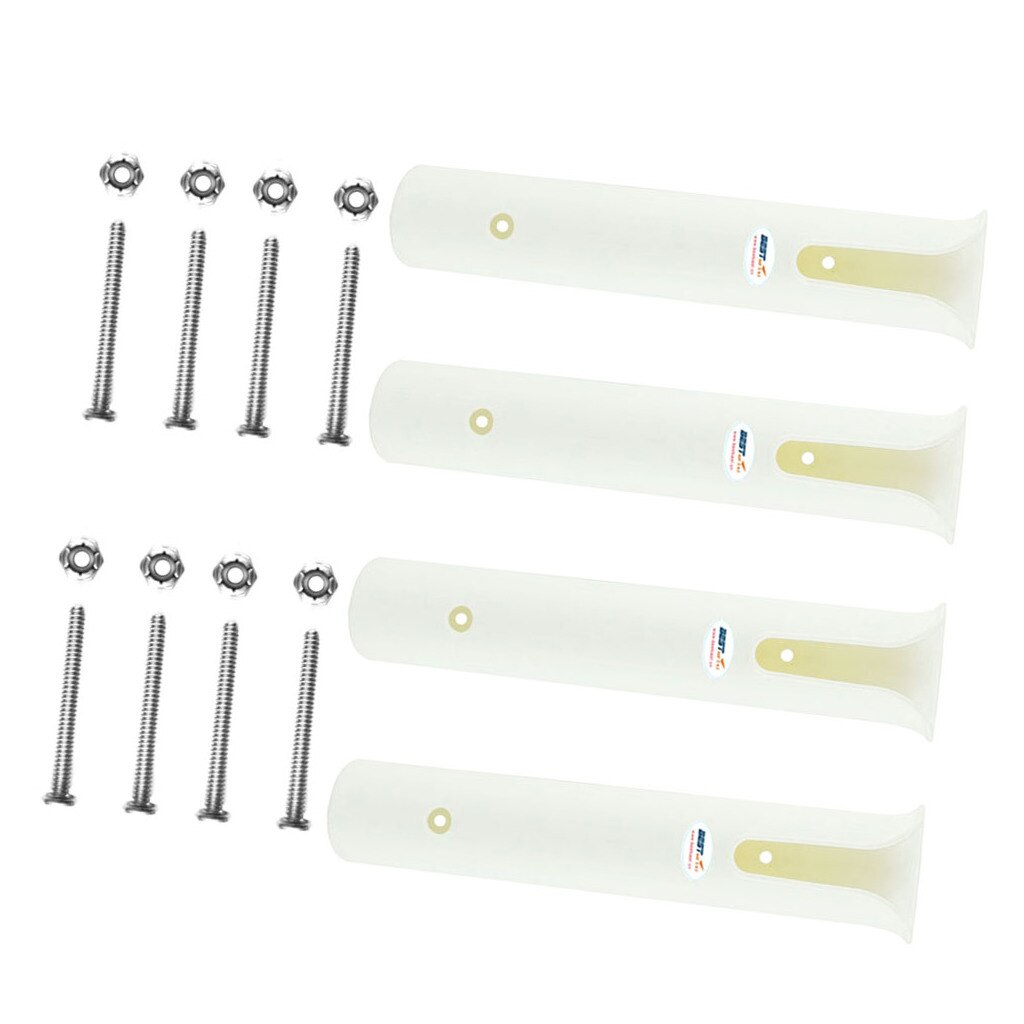 4 Poles Wall Mounted Fishing Rod Holders Tubes Links Fishing Rod Holder Rack Rests with Screws, White