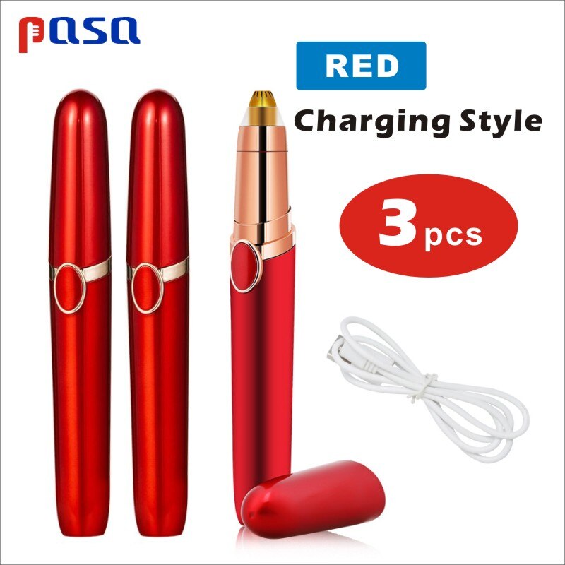 Electric Eyebrow Trimmer/Hair Remover /Mini Eyebrow Shaver Razor for: 3pcs Charging(Red)