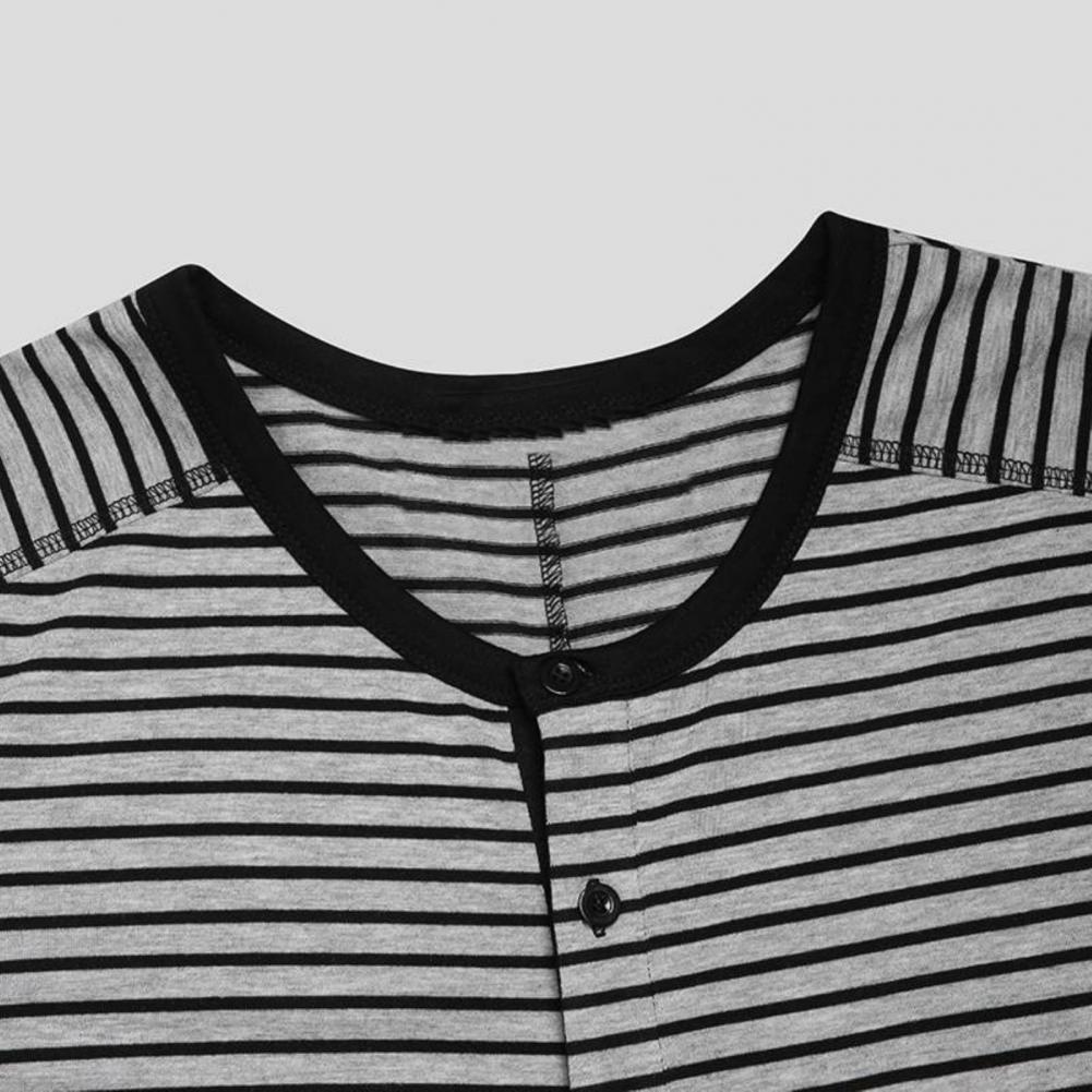 Horizontale Gestreepte Een-Sies Voor Volwassenen Mannen Lange Mouw O Hals Nachtkleding Jumpsuits Mannen Romper Lange Algehele Homewear Mens een-Sies