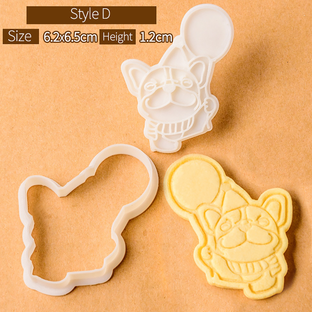 Cute Bulldog Dog Shaped Cookie Cutters Mold Biscuit Baking Tool Kitchenware Bakeware DIY Tool for Kids Hand Mold: Dark Khaki