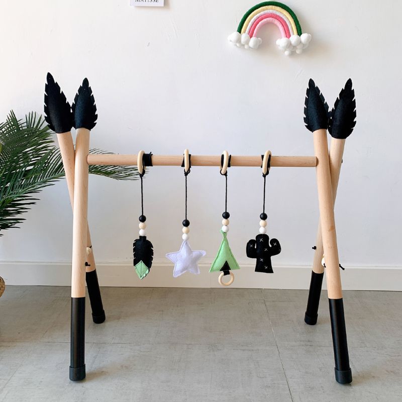 Baby Gym Spelen Kwekerij Zintuiglijke Ring-Pull Speelgoed Houten Frame Baby Kamer Peuter Kledingrek Kinderkamer Decor