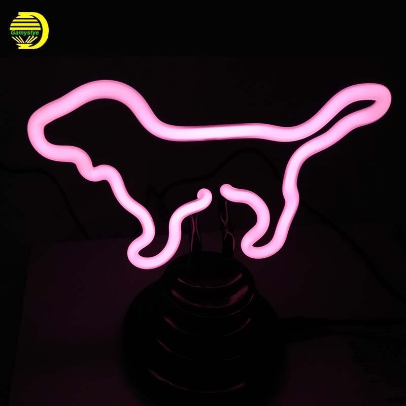 Mærke pink hund neonskilt neon lys dyr skrivebordslys neon pærer skilt dekorere hjem soveværelse sød bordlampe usb stik skilte