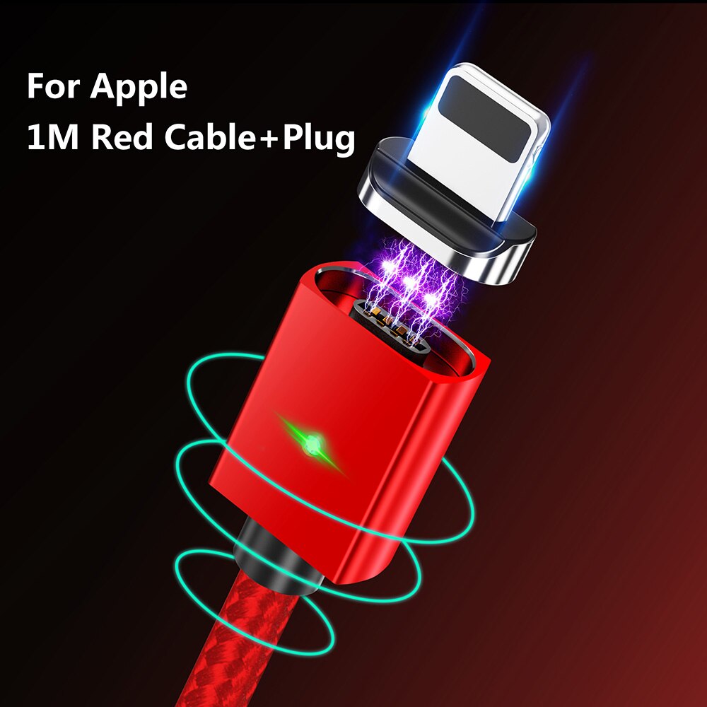 Zrse 3a magnetische kabel voor iphone samsung snel opladen micro usb-kabel type c kabels voor huawei oneplus xiaomi redmi note 7 k20: Rood voor appel