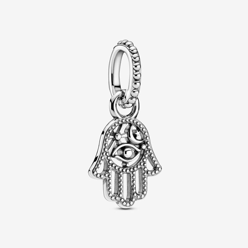 925 Sterling Silver Eye&Heart Beads Magical Unicorn Double, Hamsa Hand Dangle Charm Fit Original Bracelet Women DIY Jewelry: PD671