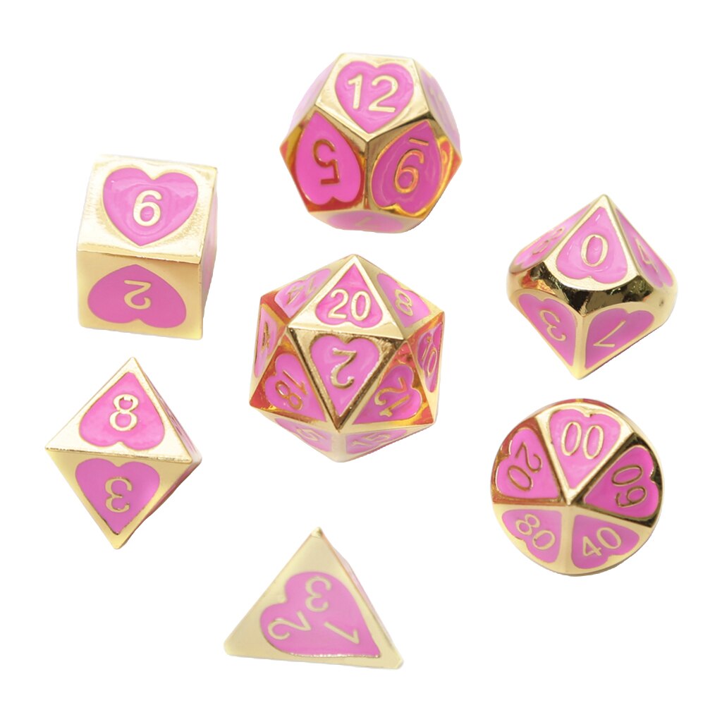 7 Stks/set Solide Metalen Multi Side Cijfer D4 D6 D8 D10 D12 D20 Board Game Dice Set Voor Party Casino board Game: 03