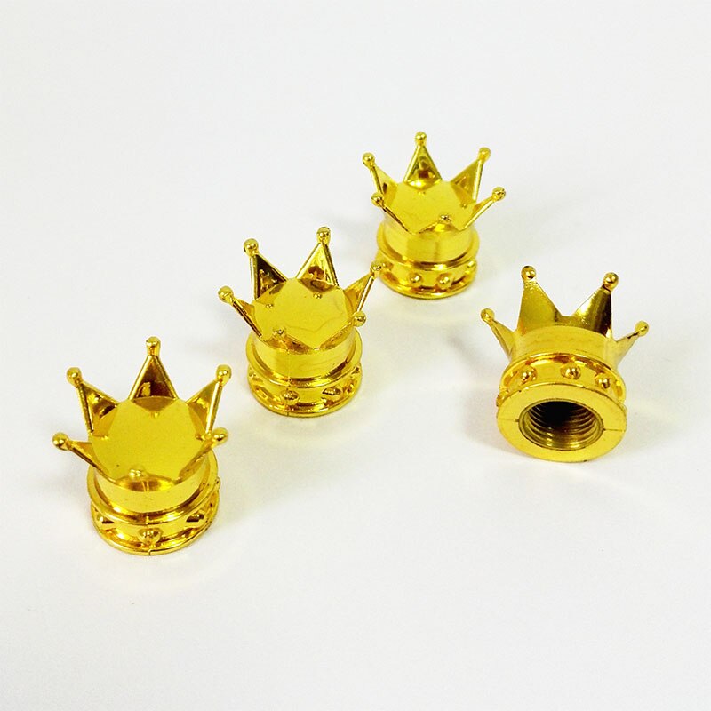 Datoubo tampas de válvula de pneu de carro, 16 peças, novidade abs, design coroa, dourado, cromado, cor rosa, tampa da válvula do pneu de carro, tampa da poeira de ar.: 16 pcs gold color