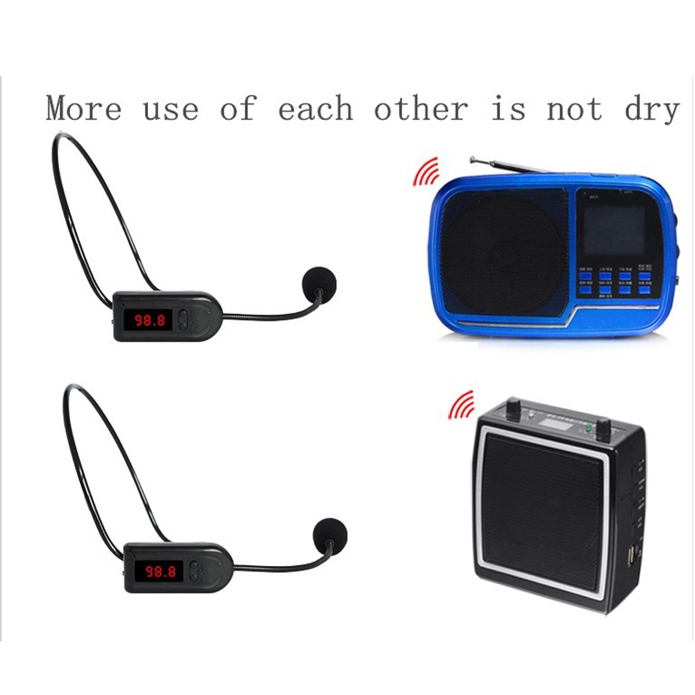 FM Headset Microfone Sem Fio, Alto-falante 87 a 108MHz Frequência, HD Megafone Display Digital, Rádio Mic para o Ensino, Guia Tour
