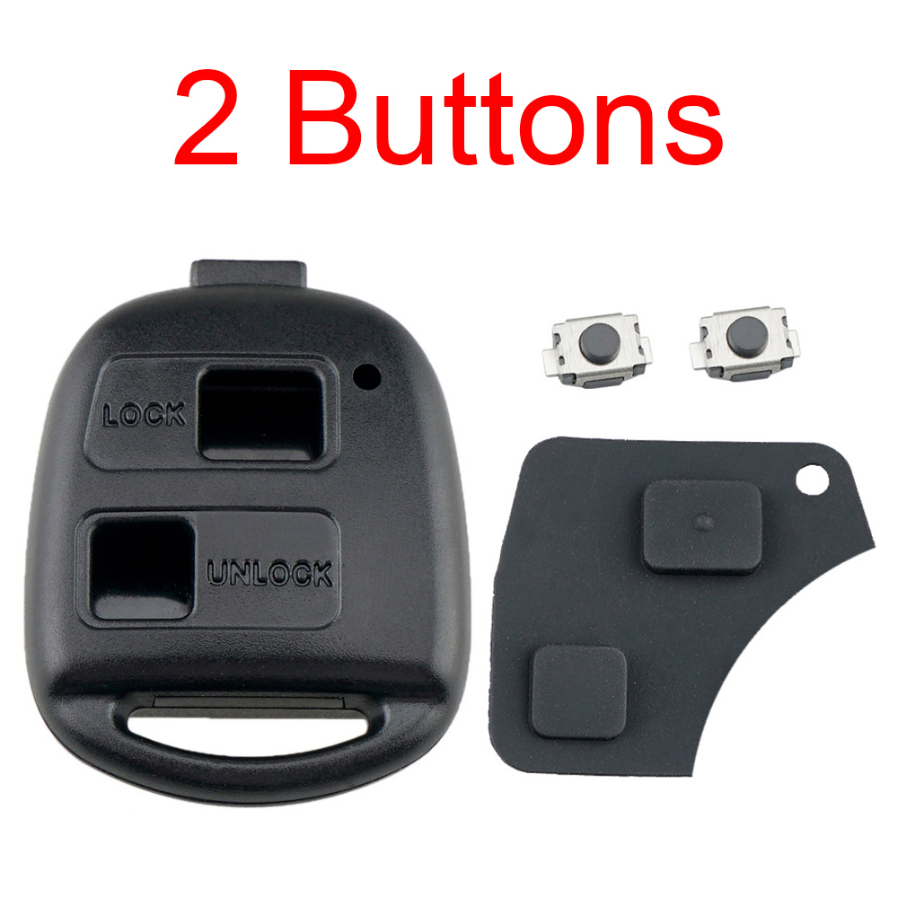 Coque de clé télécommande de voiture 2 boutons, avec lame TOY43 + 2 Micro interrupteurs adaptés à Toyota-Yaris Prado Tarago Camry Corolla: GRAY