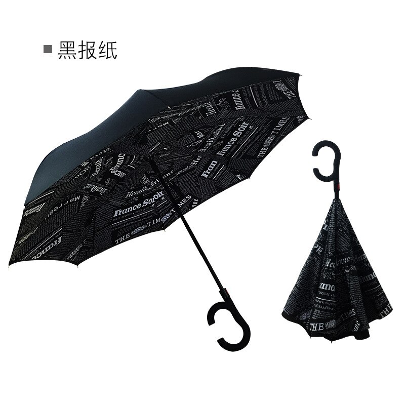 C Handvat Reverse Opvouwbare Paraplu Man Vrouwen Zon Regen Auto Semi-Automatische Paraplu Dubbele Laag Anti Uv Self Stand Parapluie: 11