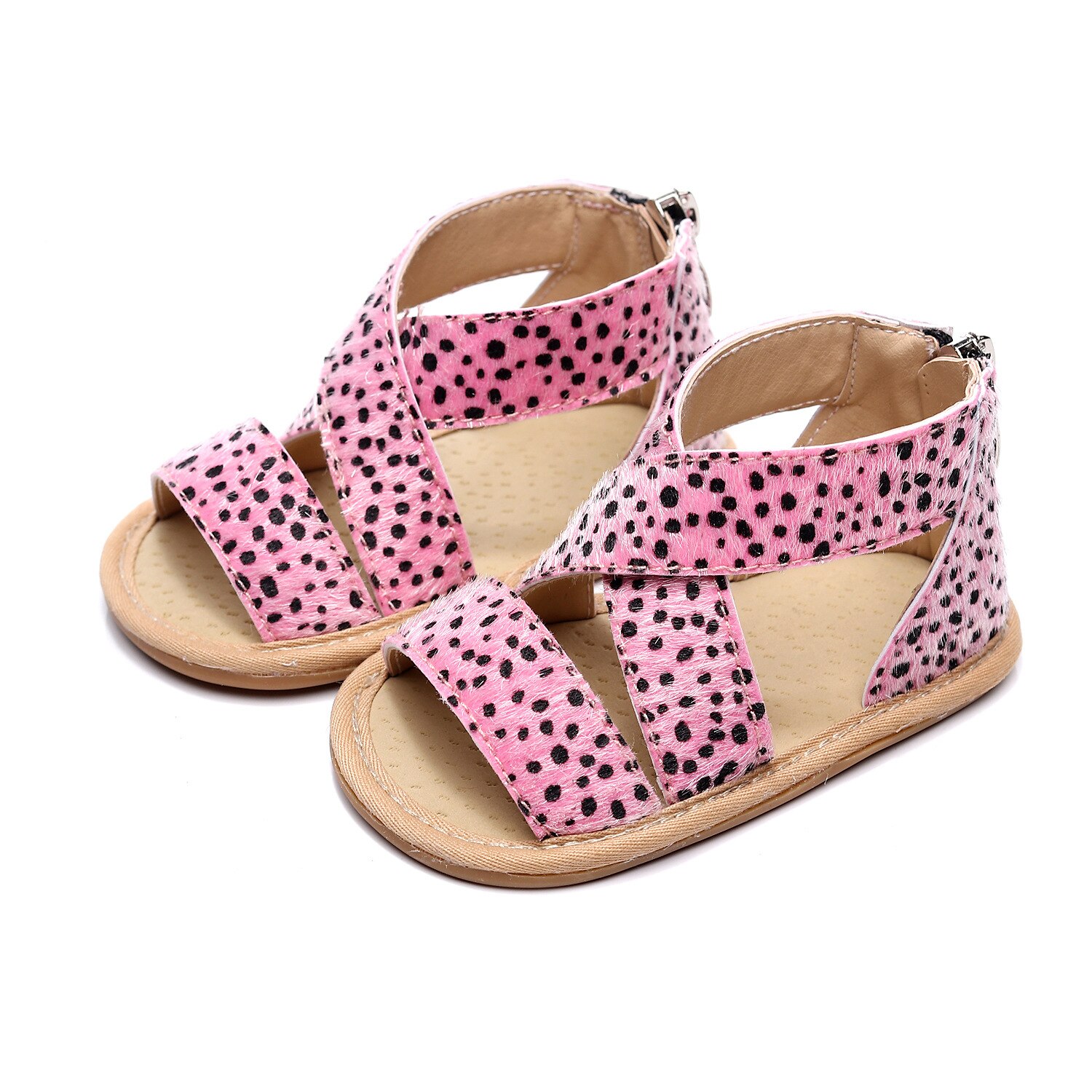 Focusnorm Baby Meisjes Luipaard Print Sandalen Schoenen Anti-Slip Rubberen Zool Peuter Outdoor Eerste Wandelaar Schoenen: Roze / 11