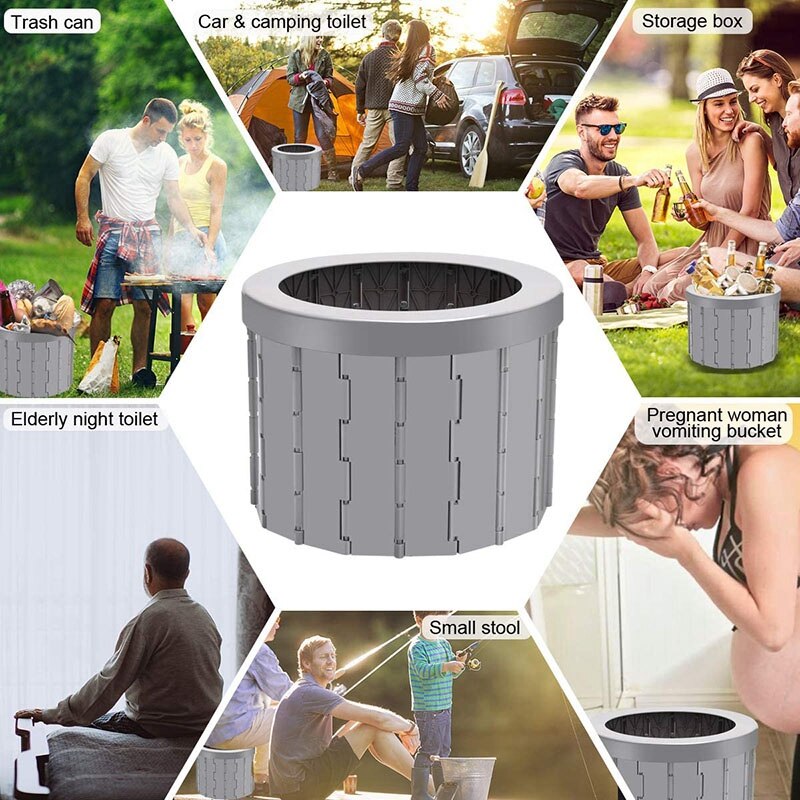 Portable Folding Toilet Seat Commode Porta Potty Car Toilet Bucket for Camping Hiking Long Trips Traffic Jam