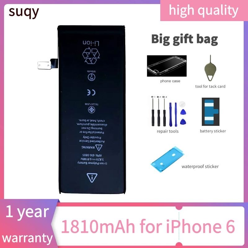 Suqy for Apple Iphone 6 6 s 7 8 Battery Original 0 Cycle for Iphone 4 4s 5 5s 5c Se 6 Plus 6s Plus 7 Plus 8 Plus Bateria Phones: for iphone 6