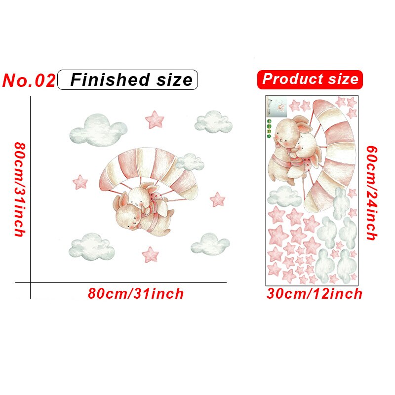 Schattige Konijn Muurstickers Behang Ballet Bunny Stickers Voor Kids Babykamer Muur Decor Cartoon Muur Sticker Home Decoratie: JS091-J