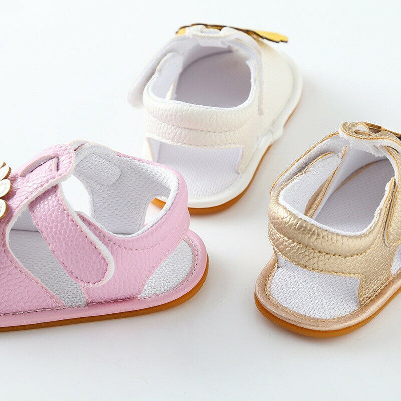 Sandales d'été à semelle souple en cuir PU pour bébés filles, chaussures de princesse à fleurs pour enfants,