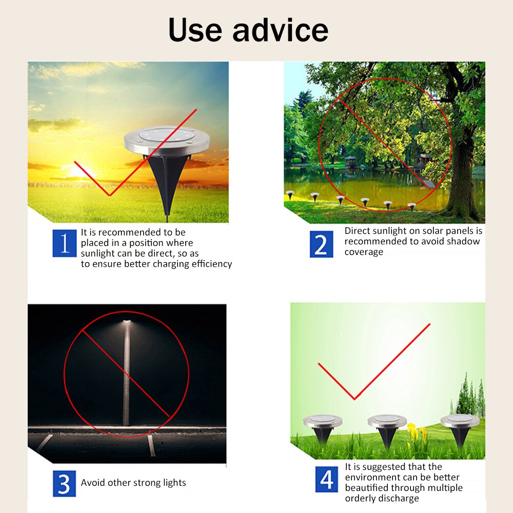 4pcs Solar Garden Lights Stainless Steel Buried Lights Outdoor Plug-In Lawn Lights Courtyard Garden Lights Landscape Lights