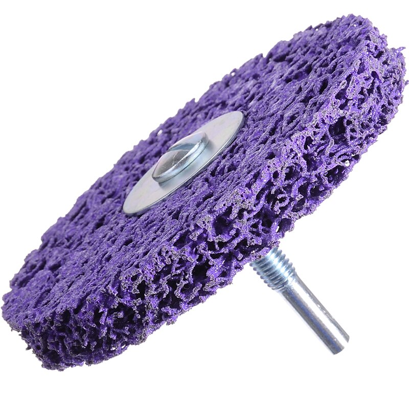 1Pcs 100mm Purple Cleaning Disc Polishing Wheel + Mandrel Abrasive Wheel Paint Rust Removal Grinding Disc For Angle Grinder