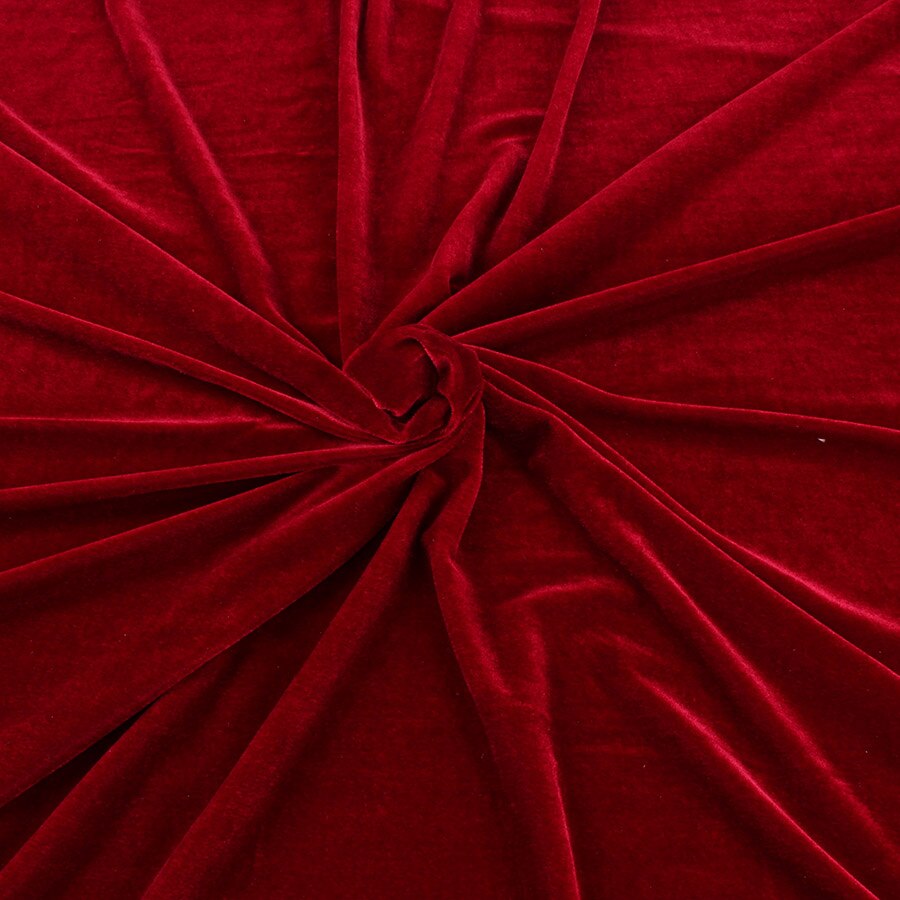 Tissu en velours extensible tricoté de 160cm de large | Tissu en velours Poly élastique de pour combinaison de sport: Wine Red