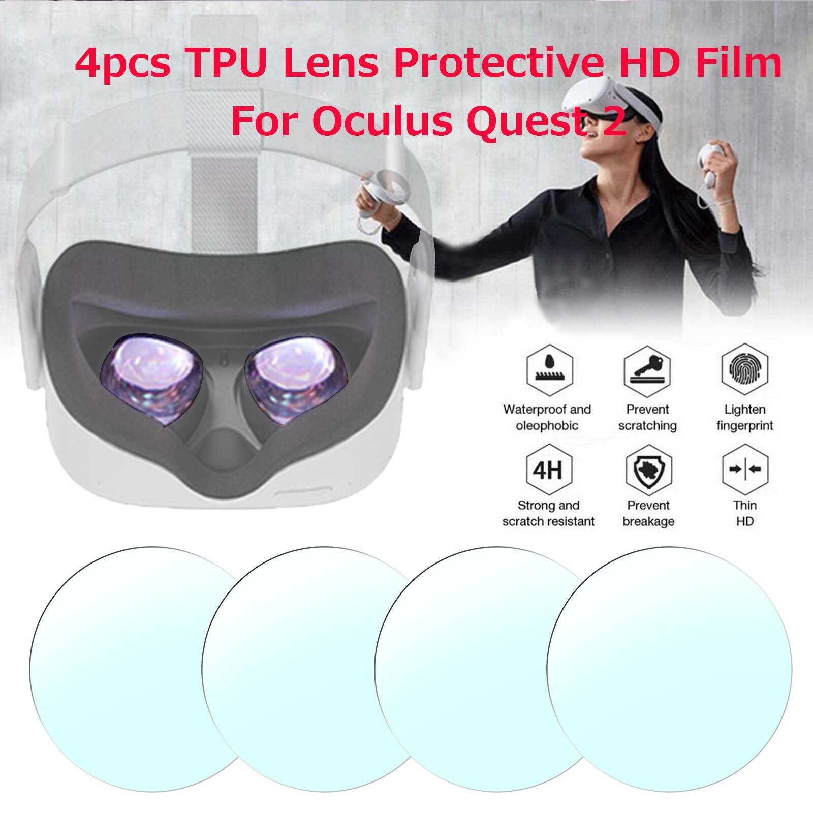 4pcs TPU Lens Protector For Oculus Quest 2 High-definition Dust-proof Protective HD Clear Film For Oculus Quest 2