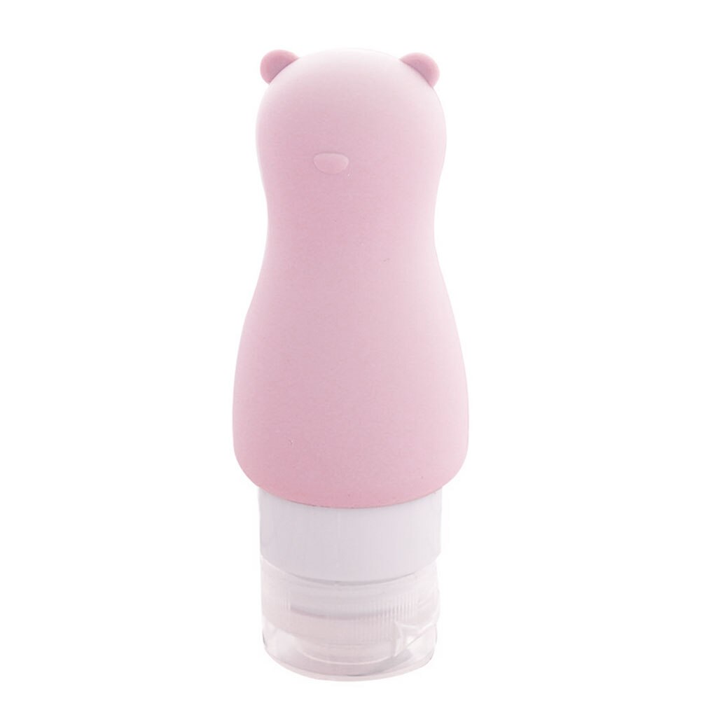 Botella vacía portátil de champú, Gel de ducha cosmético con forma de conejo y oso de dibujos animados, 90ml: Pink Bear