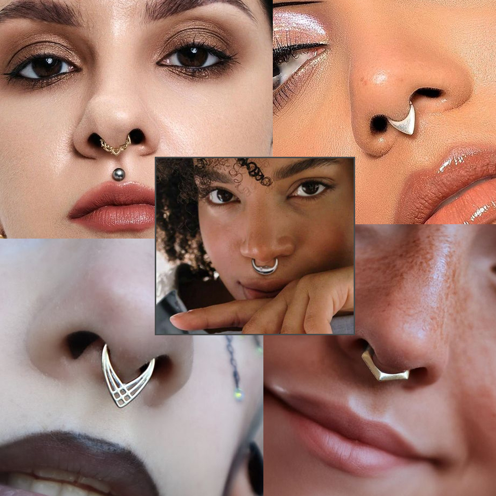 1/3 stk. sæt måne vanddråbe slange septum piercing clicker blomst næseringe 16g segment brusk daith hoop øreringe smykker
