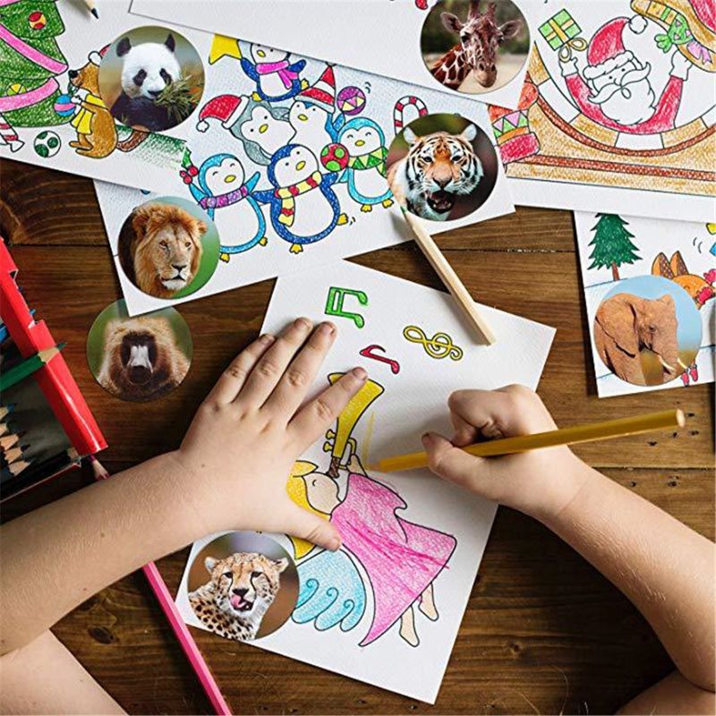 1 Roll Realistische Dierentuin Animal Sticker Safari Animal Jungle 500 Stuks Per Rol Voor Kids Наклейки