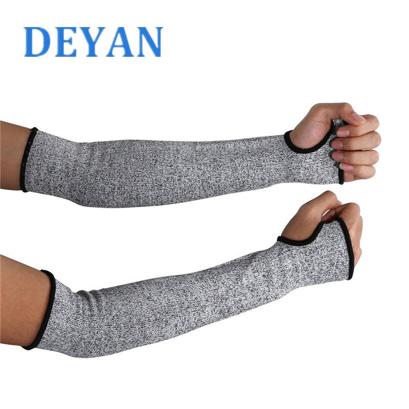 Manguitos anticorte para el brazo, protección para el trabajo del brazo, transpirable y duradera, EN388, Nivel 5, guantes de seguridad resistentes a los pinchazos, 1 par: With Thumb Hole