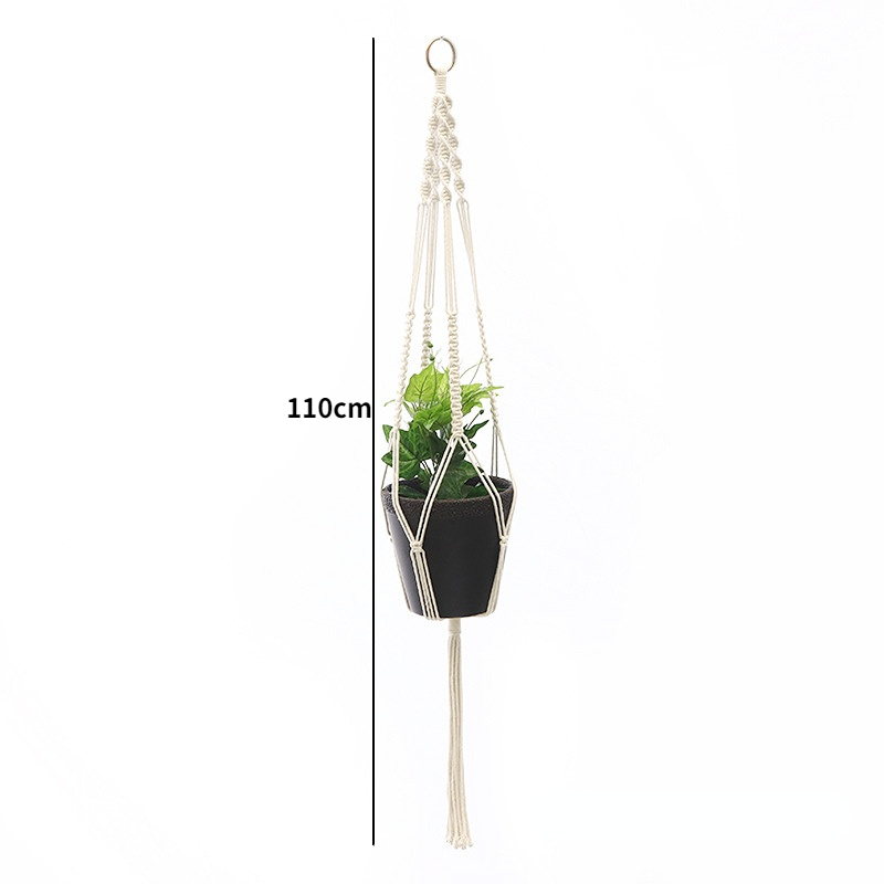Tuinplant Hangmanden Bloempot Handgemaakte Macrame Geknoopt Touw Bloempot Boheemse Stijl voor Thuis Balkon Decoratie: Bordeaux