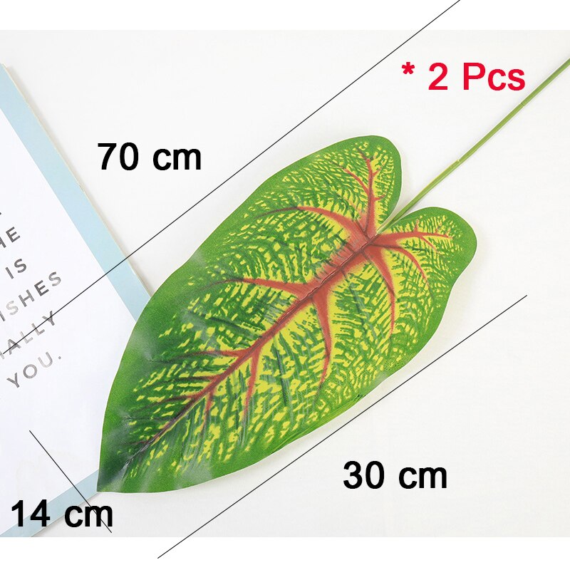 Artificial Monstera Plants 2Pcs Plastic Palm Tree Leaves Home Garden Decoration Accessories Photography Decorative Pot Leaf: Canna leaf