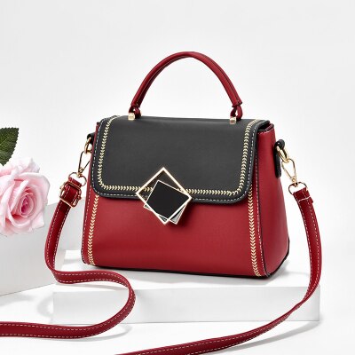 Contrast Kleur Vrouwen Pu Lederen Kleine Handtassen Brand Dames Telefoon Tas Schouder Meisjes Cross Body Bedekt Zakken: Rood