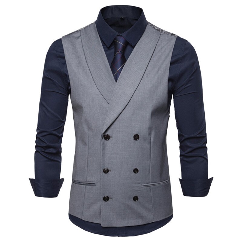 Männlichen Britischen Stil lässig Anzug Weste Männer Frühling Herbst Ärmellose Weste Weste Mens schlank Hochzeit Geschäft Westen 2XL: grau / M
