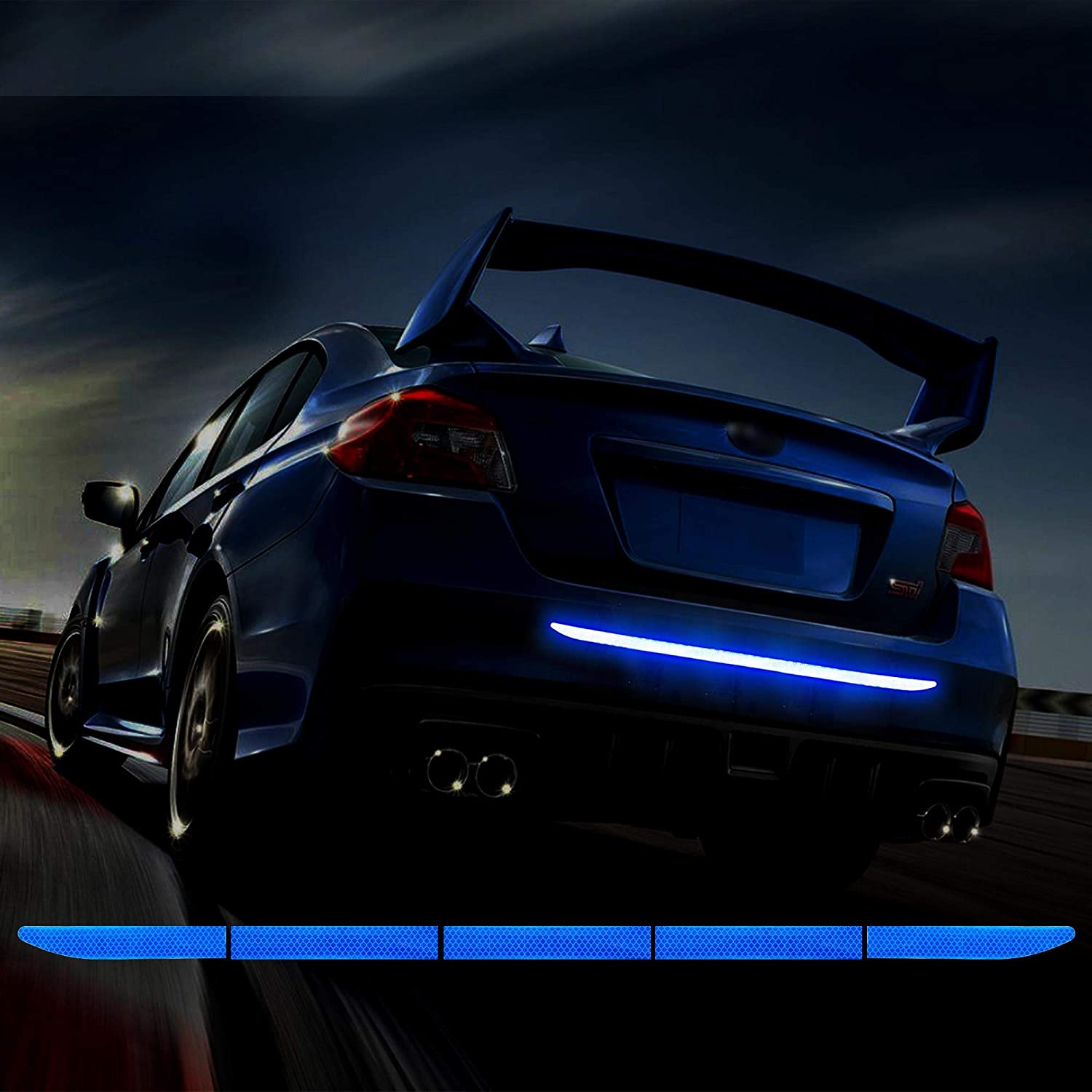 High-Intensity Night Visibility Reflective Decal Universal Safety Warning Diamond Grade Waterproof Self Adhesive for Car Trunk: Blue