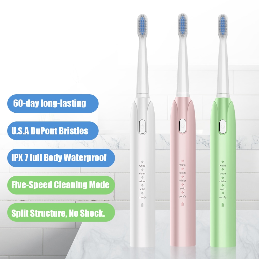 Elektrische Tandenborstel Met Twee Opzetborstels Volwassen Vijf-Speed Usb Oplaadbare Tanden Borstel Krachtige Ultrasone Elektrische Tandenborstel