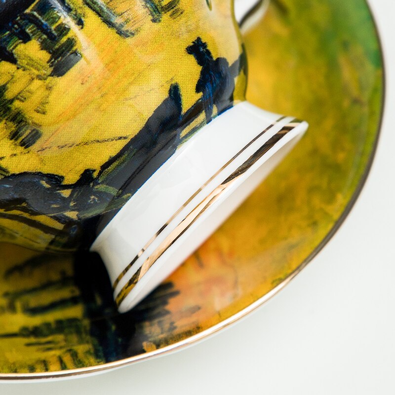 Juegos de té exquisitos pintados, tazas y platos de café Van Gogh, cerámica y negocios