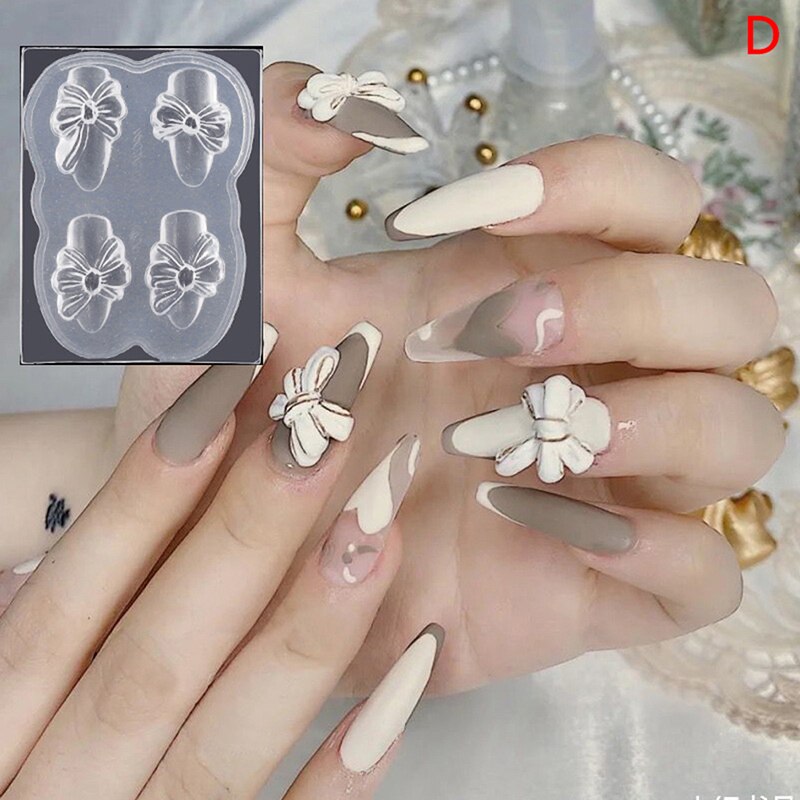 1pcs Silicone Nail Carving Mold 3D Mould Stamping Plate Nails Stencils DIY UV Gel Japanese Style Manicure Tools: D