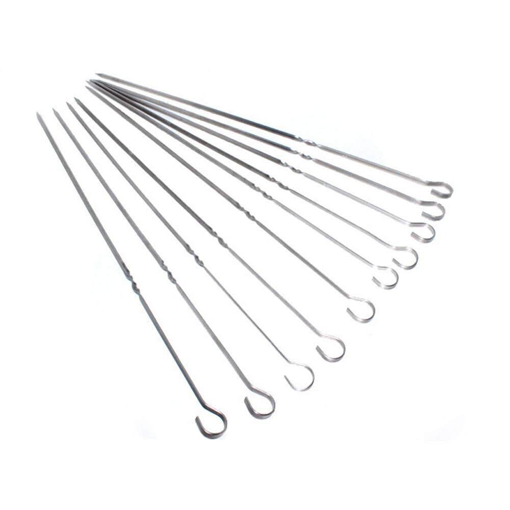 10Pcs stainless steel barbecue stick barbecue stick string camping barbecue barbecue barbecue food rack cooking tools