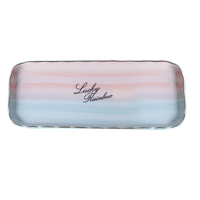 1PC Ceramic Steak Platter Food Serving Plate Western Food Plate For Restaurant: Colorful 30X15CM