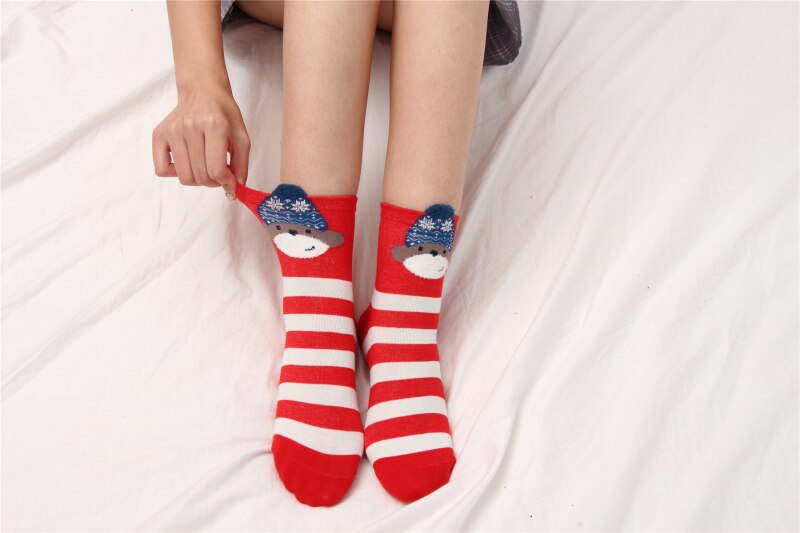 Preciosos calcetines de Navidad para mujer y niña, calcetines divertidos con dibujos de animales