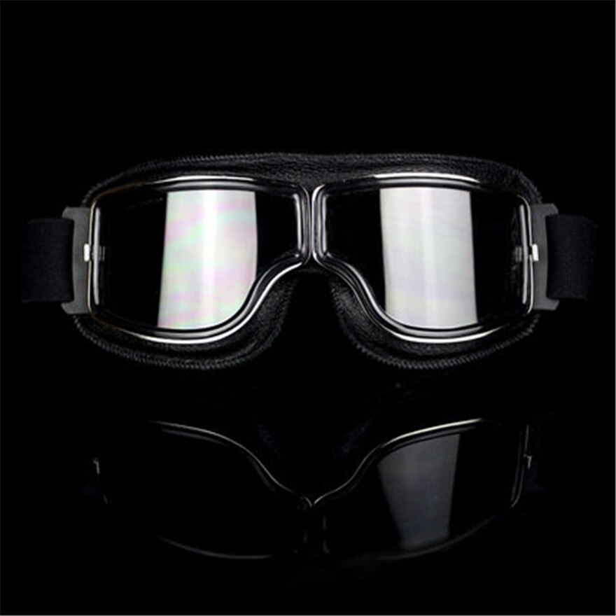Latest Vintage Leather Motorcycle Goggles Collapsible Goggles Vintage Motorcycle Glasses Jet Pilot 4 Color Sunglasses
