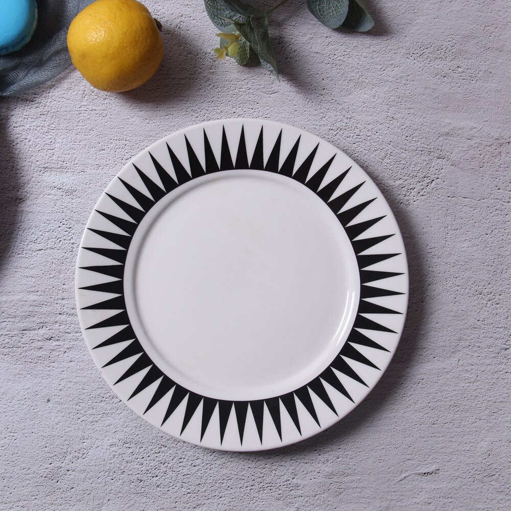 8 Inches Geometrische Steak Plaat Nordic Creatieve Eenvoudige Ronde Westerse Platen Ontbijt Taart Vruchten Schotel: F