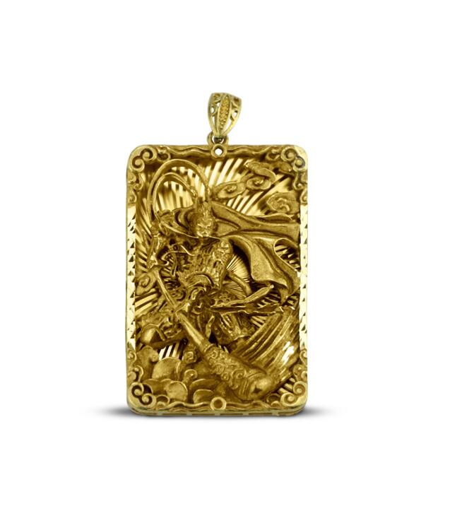 Collection Chinese Brass Carved Monkey King Sun Wukong Exorcise Evil Spirits Card Exquisite Small Pendant Statues