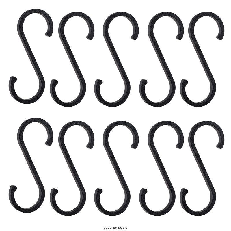 S Shape Hanging Hook Stainless Steel Double S Shaped Storage Hooks for Home Kitchen Bathroom Cabinet Door Key Towel: L Black