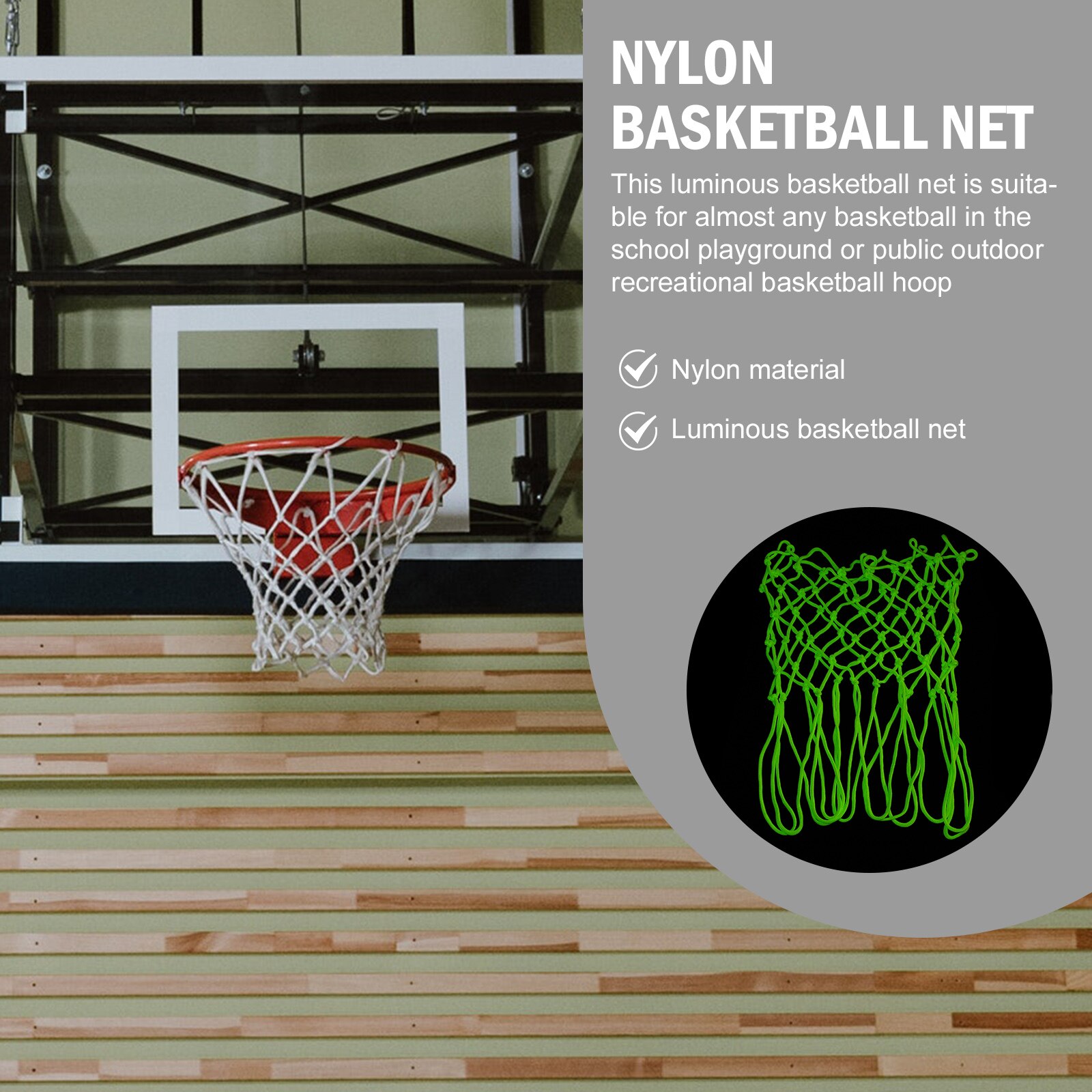 Leuchtendes basketballnetz, hängendes basketballnetz für basketballwettbewerbe im freien