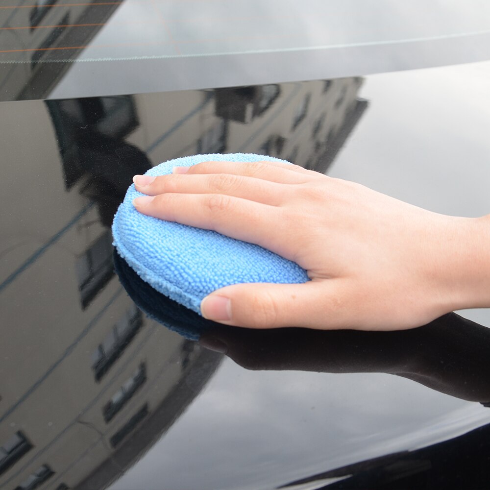 (10 stk / parti) bilskive blå mikrofiber voks applikator polering svampe pads 5 "diameter svampe bil & motorcykler tilbehør