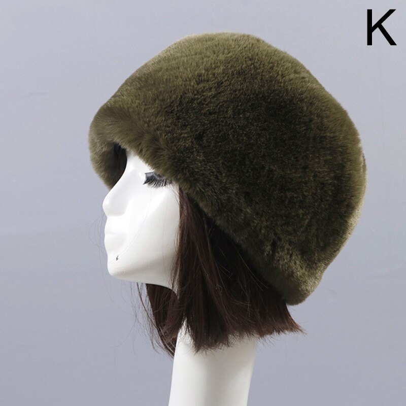 Moda Rrabbit Faux futro kozak styl rosyjski kobiety zimowe miękkie czapki narciarskie ciepłe okrągłe płaskie czapki kobiece nakrycia głowy: K