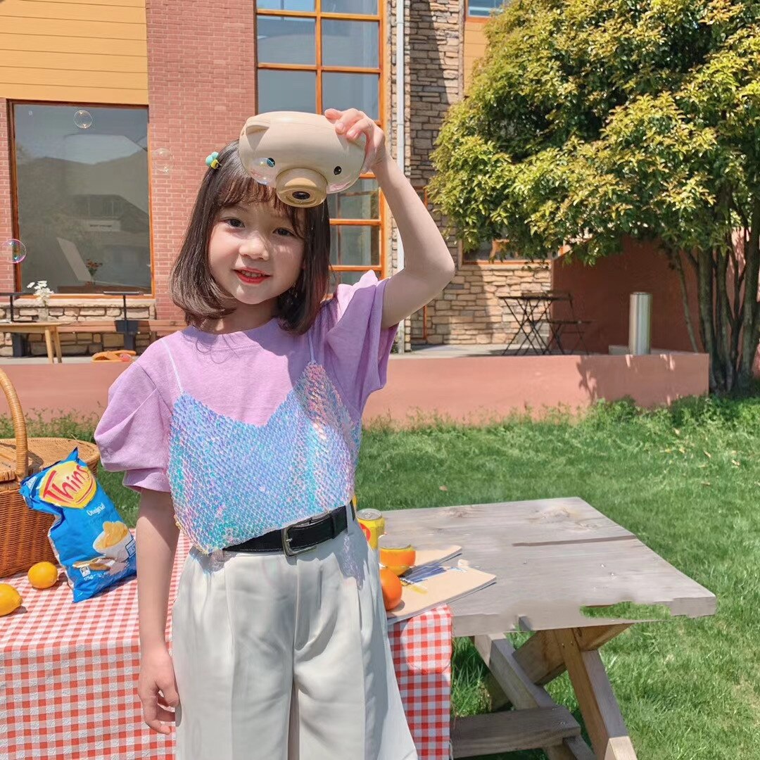 Humor Beer Meisjes Kleding Set Zomer Bladerdeeg Mouwen Pailletten T-shirt + Korte 2 Stuks Casual Peuter Kids Kleding gratis Riem