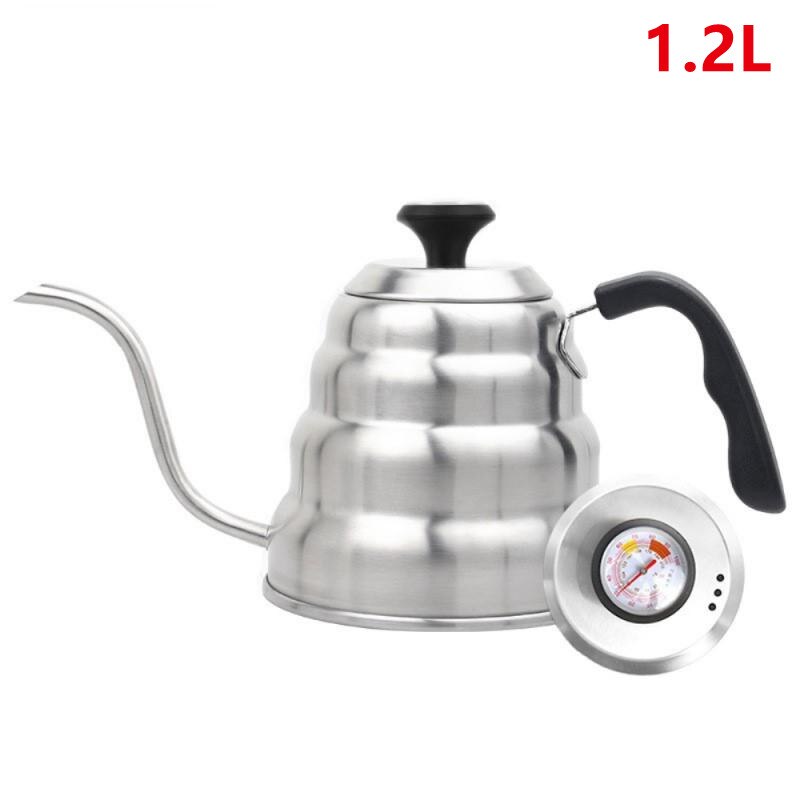 Koffie Waterkoker 1.2L 1L Rvs Giet Over Koffie Pot Ketel Drip Ketel Met Thermometer Geïsoleerde Handgreep Voor Home Offic: 03